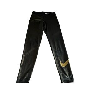 Nike Pro  Black Gold Sparkle Leggings Size Medium
